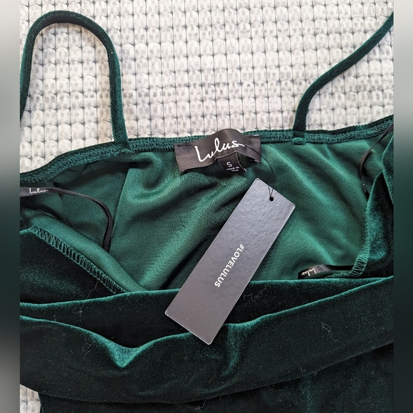 Lulu's Dark Green Velvet Dress size Small - Picture 4 of 5